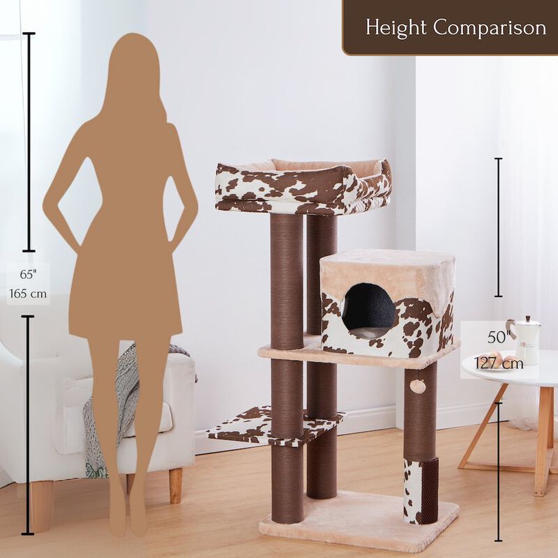 Petpals 50-in Cowboy Western Style Cat Tree, Brown