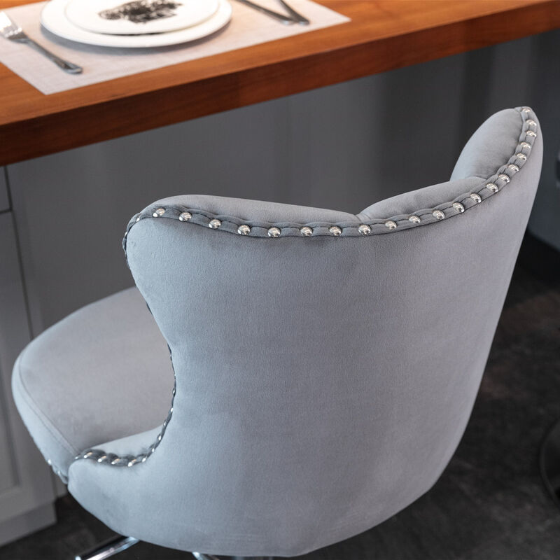 Streamdale Gray Swivel Velvet Bar Stools (Set of 2) image number 7
