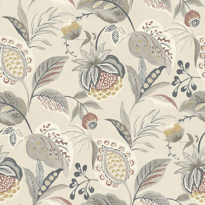 Bohemian Grey Jacobean Wallpaper