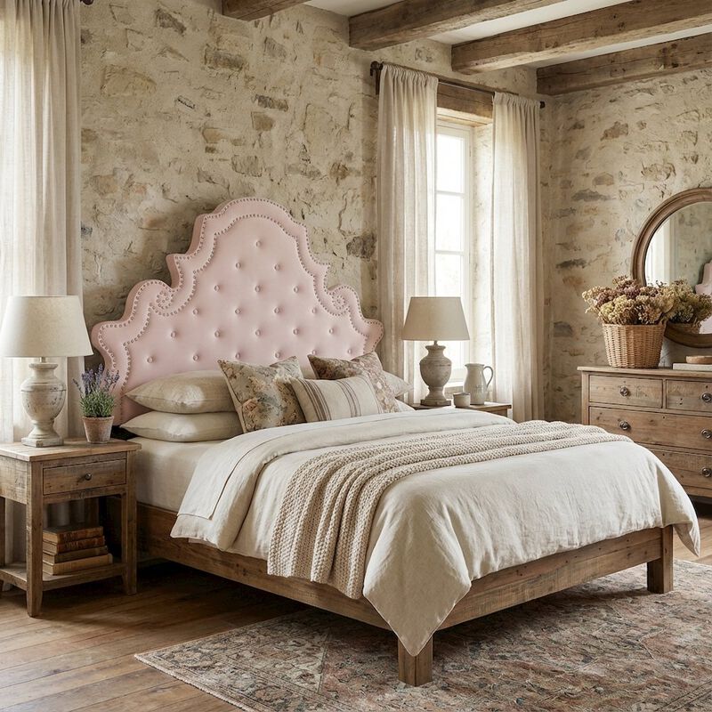 Pink Tufted Velvet Full/Queen Headboard with Plush Upholstery and Durable Frame image number 2