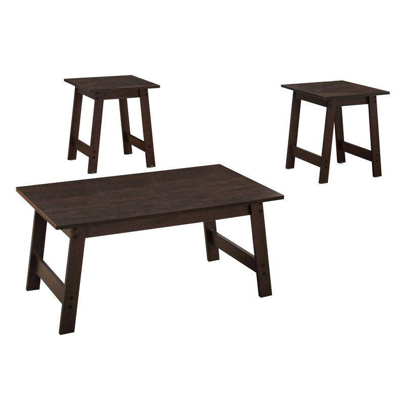 Monarch Specialties I 7930P Table Set, 3pcs Set, Coffee, End, Side, Accent, Living Room, Laminate, Brown, Transitional