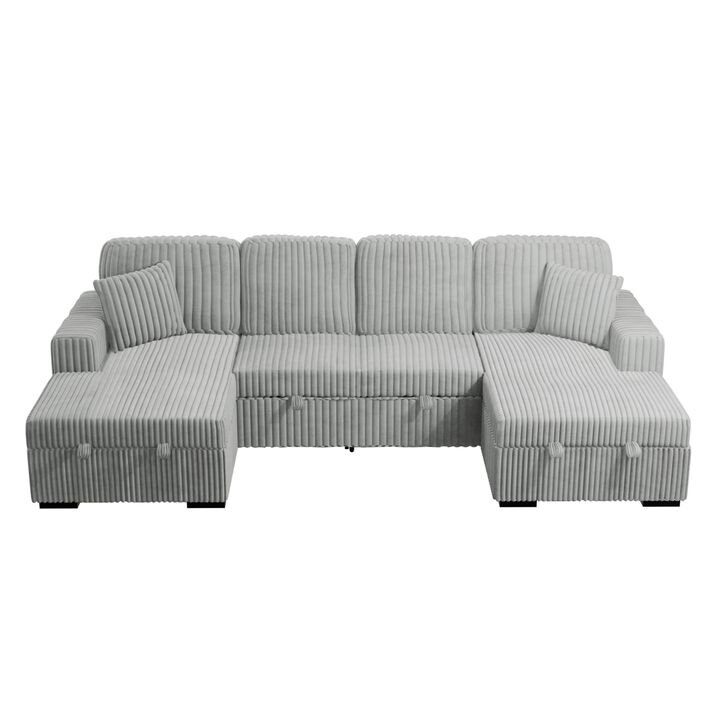 Jaklix U‑Shaped Corduroy Convertible Sleeper Sectional Sofa