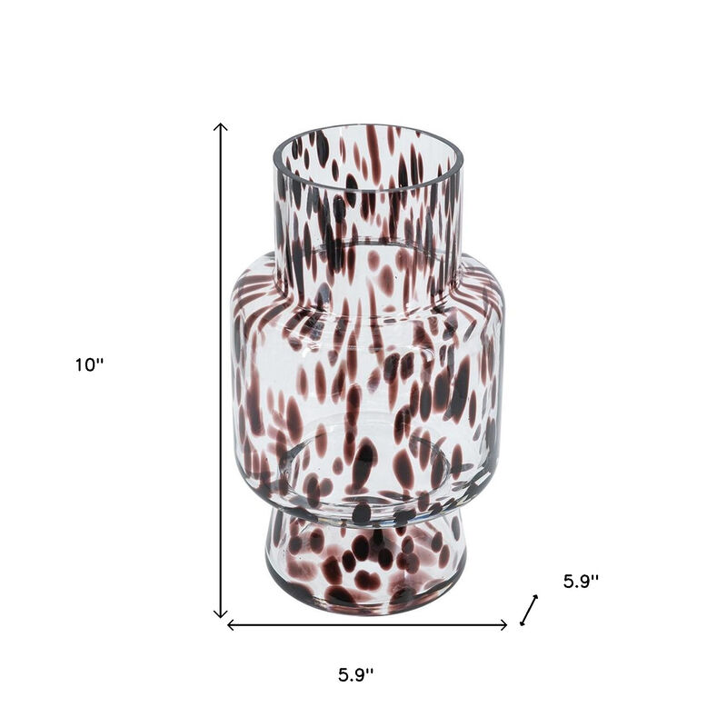 HomeRoots 10" Amber And Clear Abstract Glass Cylinder Table Vase image number 5