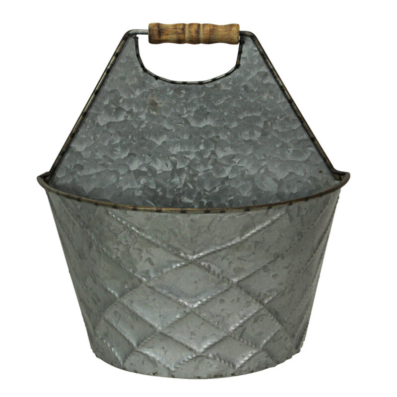 Large & Small Galvanized Metal Rustic Wall Pocket Planters Hanging Decor Set / 2 image number 3