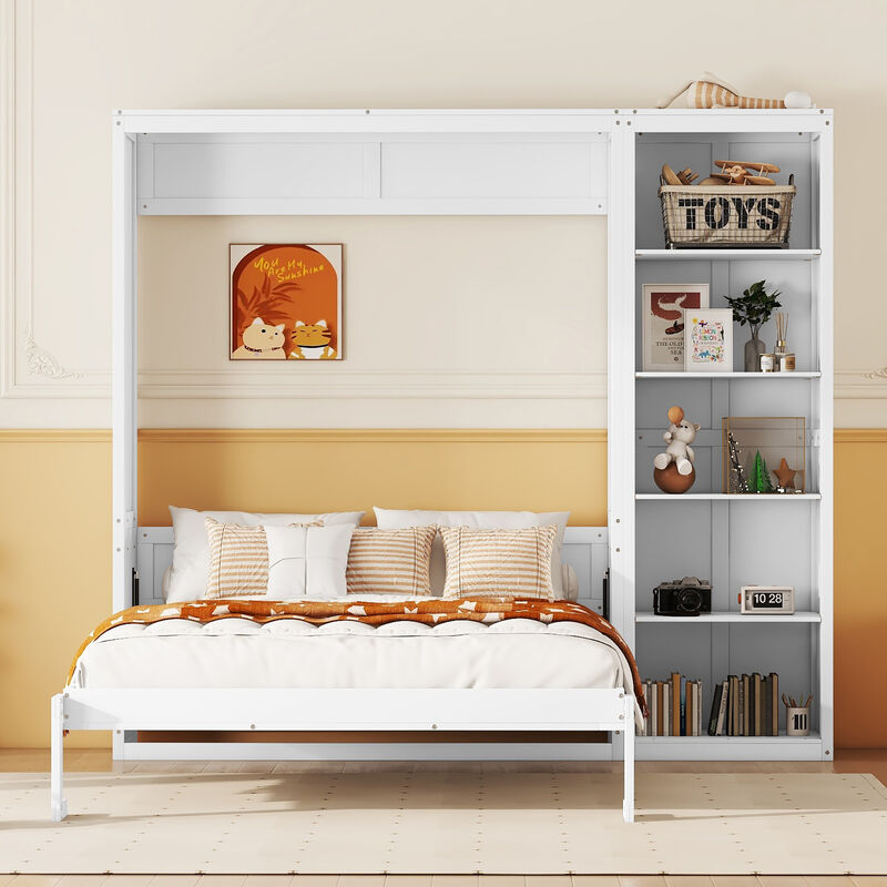 Merax Classical Murphy Bed with Storage Shelves