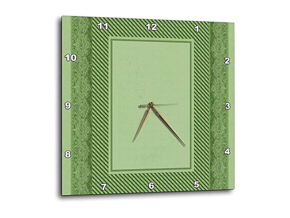 Sage Green Striped Damask Ribbon Wall Clock 10 Inch Home Decor