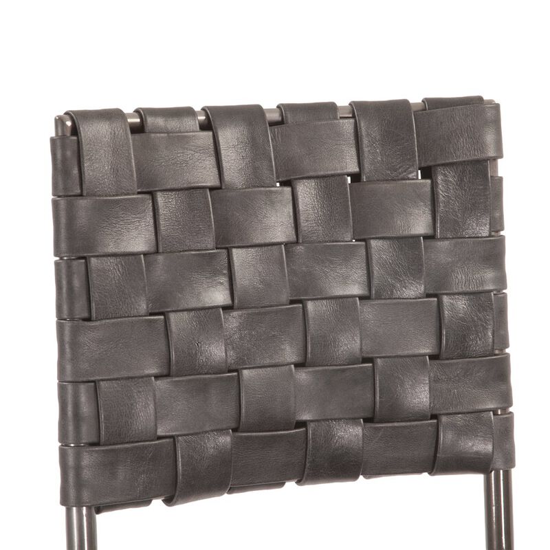 World Interiors Lund 17in Buffalo Leather and Iron Counter Chair Black