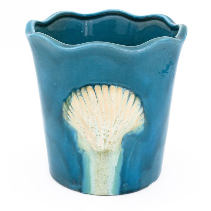 Euro Ceramica Grotto Seashell Scalloped Planter