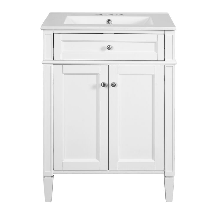 ELEMENT ACE 24 Inch Bathroom Vanity with 2 Doors, Tip-Out Drawer and Sink, Soft-Closing Doors with Organizers Adjustable Shelf Compact Space-Saving Bathroom Storage Cabinet