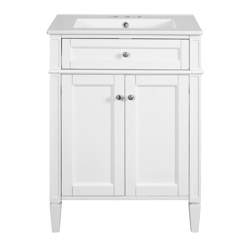 ELEMENT ACE 24 Inch Bathroom Vanity with 2 Doors, Tip-Out Drawer and Sink, Soft-Closing Doors with Organizers Adjustable Shelf Compact Space-Saving Bathroom Storage Cabinet image number 0