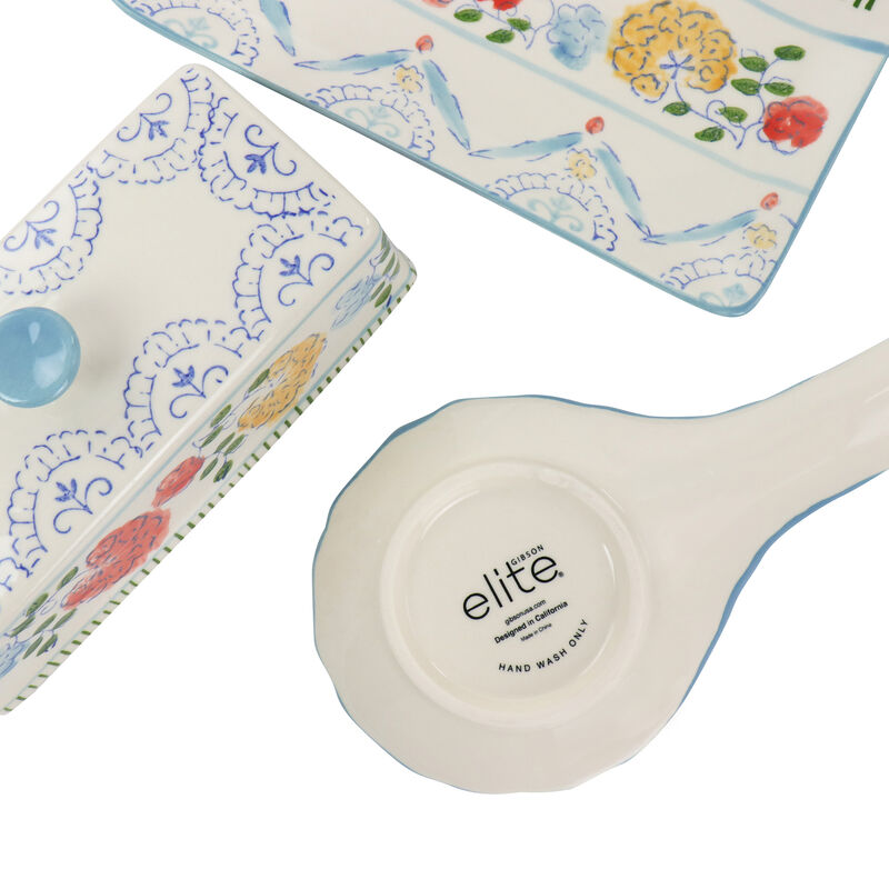 Gibson Elite Anaya 5 Piece Hand Painted Stoneware Table Accessory Set