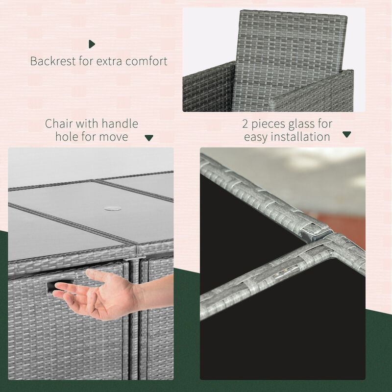 Outdoor Dining Ensemble: 9-Piece Wicker Set with Table and Ottoman