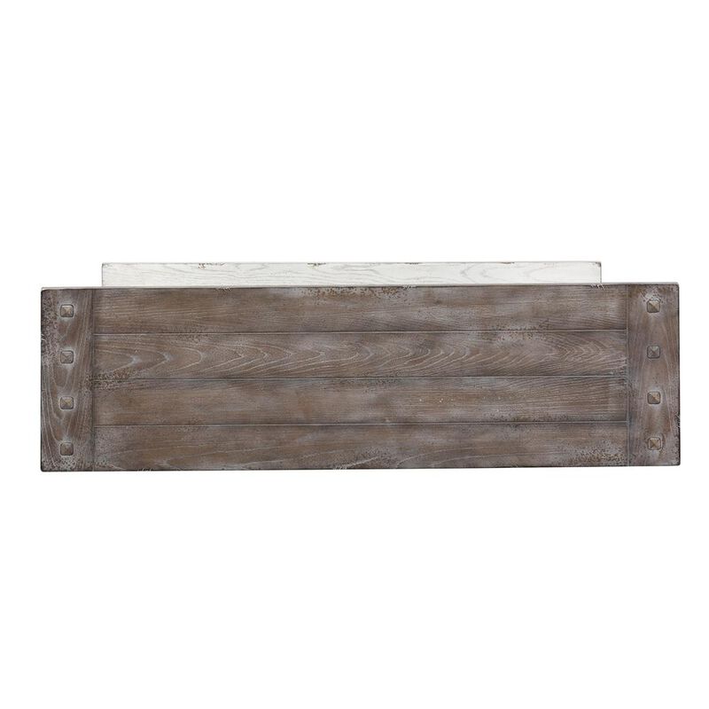 Liberty Furniture Sedona Sofa Table in Heavy Distressed White w/ Gravel Top image number 4