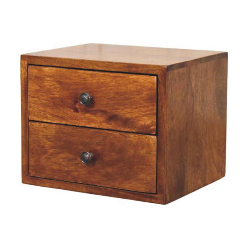 Artisan Furniture Solid Wood Solis 2-Drawer Chestnut Wall Mounted Nightstand
