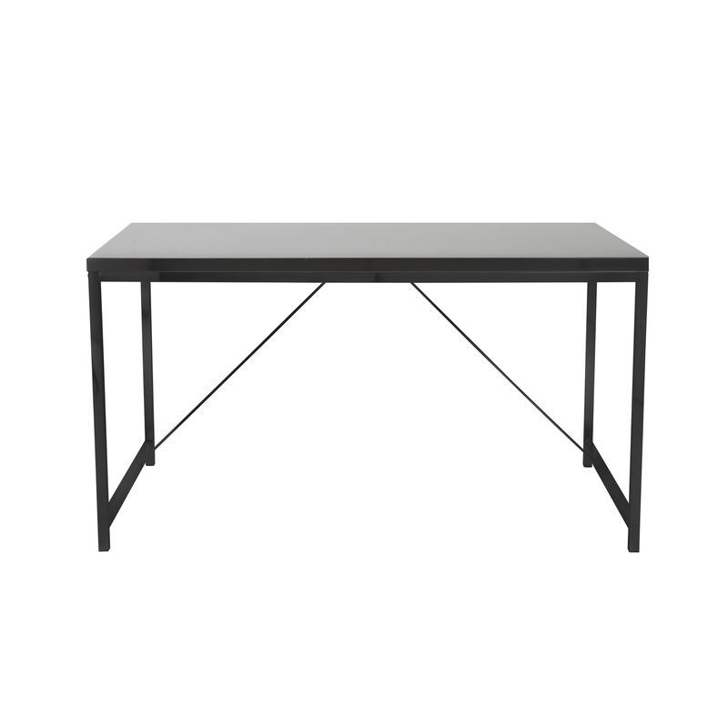 HomeRoots 47" Black Wood and Stainless Steel Writing Desk image number 0