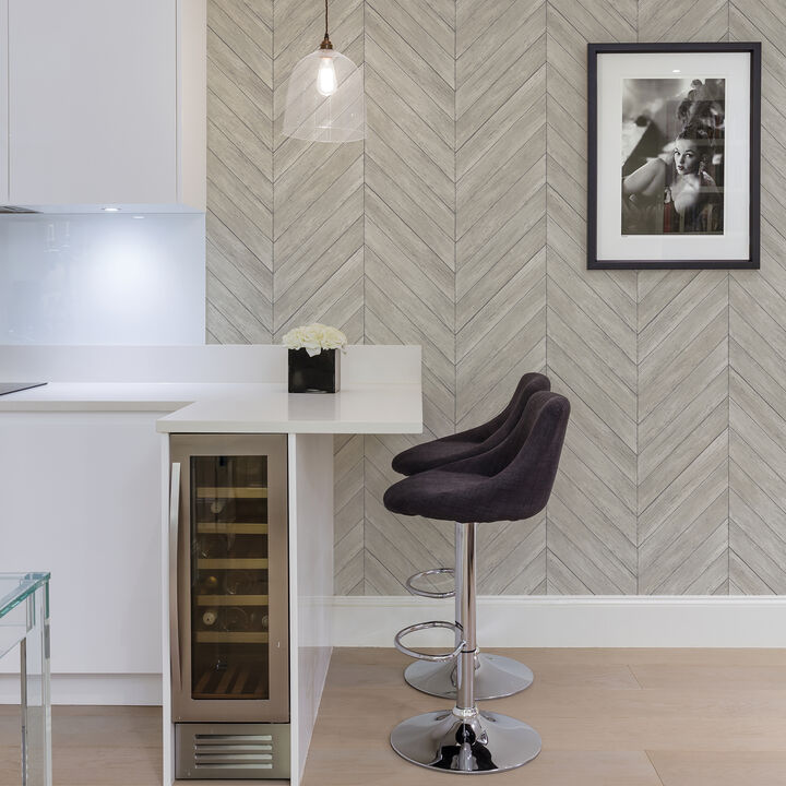 Parisian Dove Chevron Wood Wallpaper (Set of 2)
