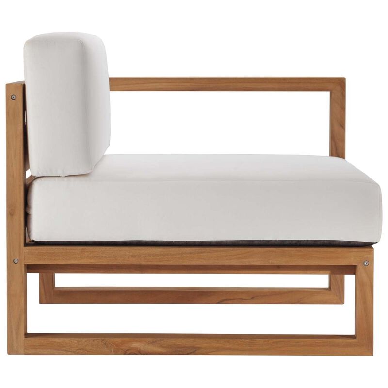 Modway EEI-4256-NAT-WHI-SET Upland Patio Teak Wood Sectional Sofa, 2-Piece Set (Loveseat), Natural White image number 5