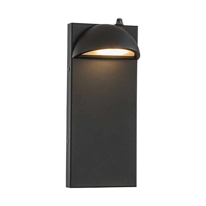 1-Light H11 in. Modern Outdoor Integrated LED Wall Light with Dusk-to-Dawn Sensor Minimalist Lines Black Exterior Sconce