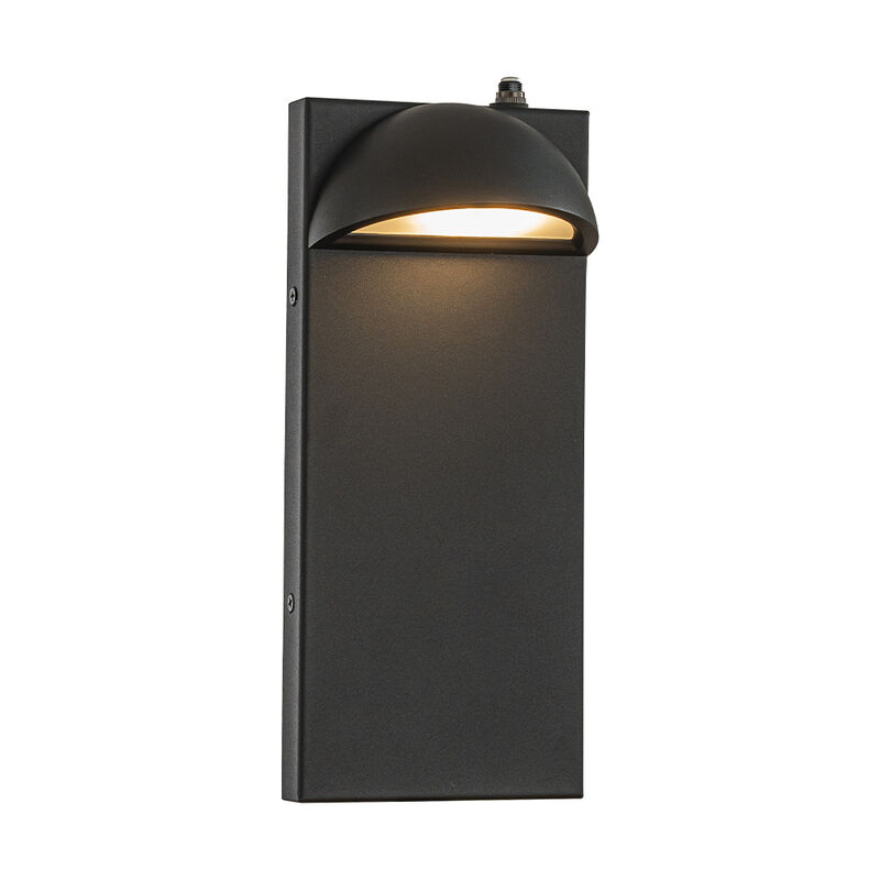 1-Light H11 in. Modern Outdoor Integrated LED Wall Light with Dusk-to-Dawn Sensor Minimalist Lines Black Exterior Sconce image number 0
