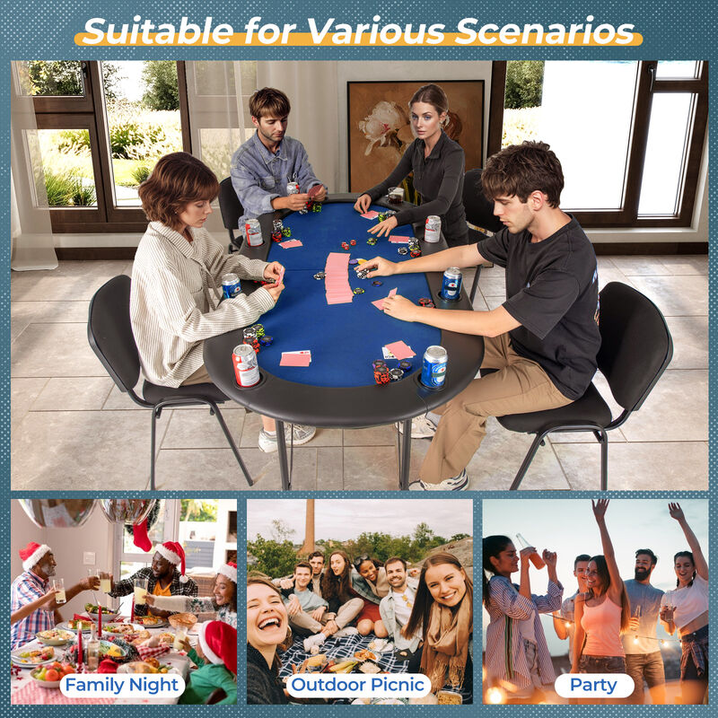 Foldable Poker Table for 8 Players with Spacious Playing Surface image number 4