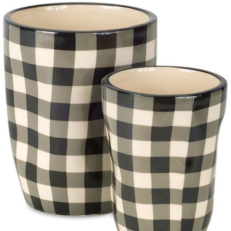 Hivvago Beige Set of Six Dolomite 1.66234 ounce Round Pot Planter