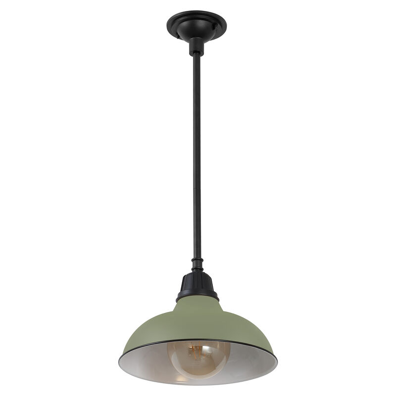 Jasper 12.25" 1-Light Farmhouse Industrial Indoor/Outdoor Iron LED Pendant