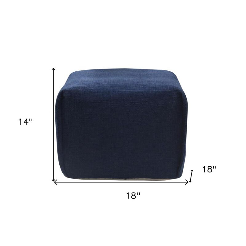Hivvago 18 Inch Blue Cotton Patchwork Pouf Ottoman