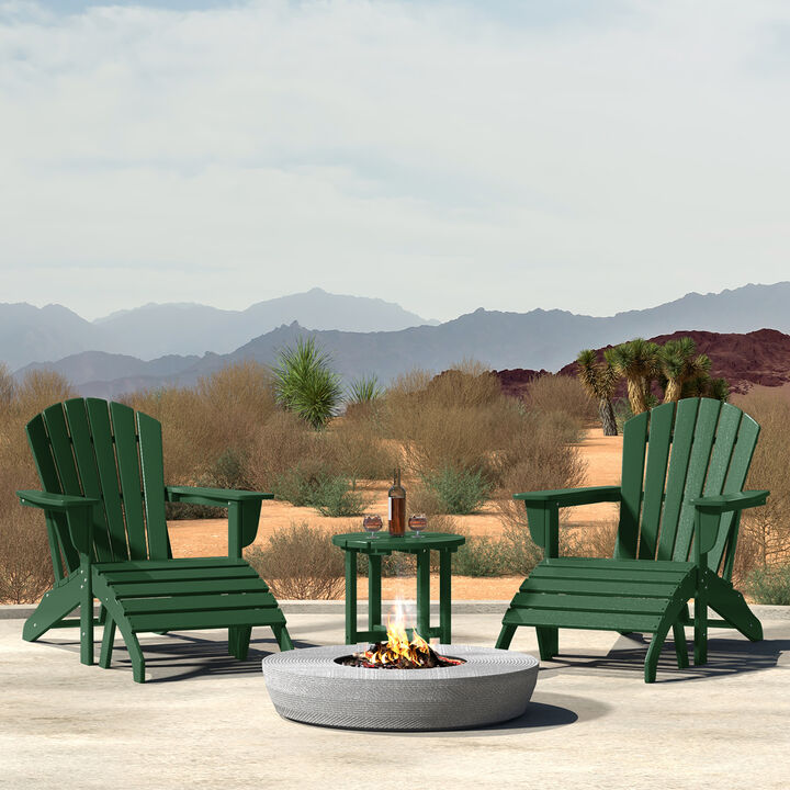 WestinTrends Outdoor Adirondack Chair With Ottoman And Side Table 5-Piece Set