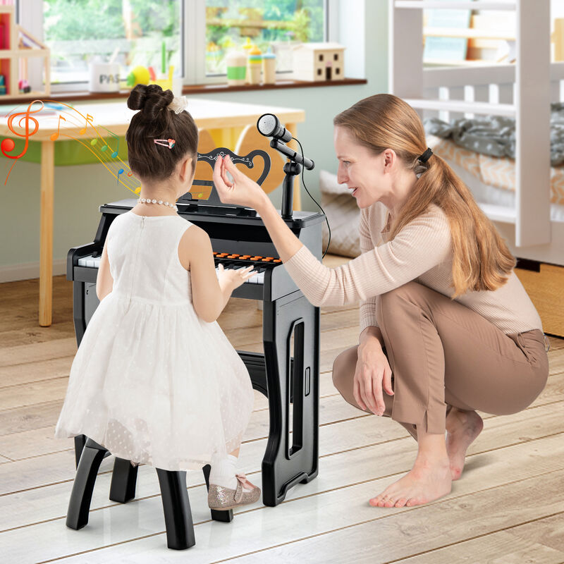 Kids 37-Key Piano with Microphone and Detachable Music Stand for Learning image number 1