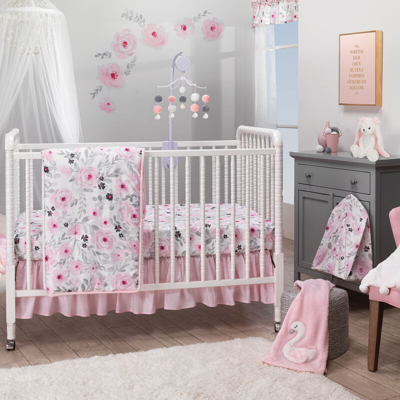 Bedtime Originals Blossom Pink/Gray Watercolor Floral Wall Decals