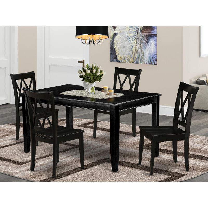 East West Furniture Dining Room Set Black, DUCL5-BLK-W