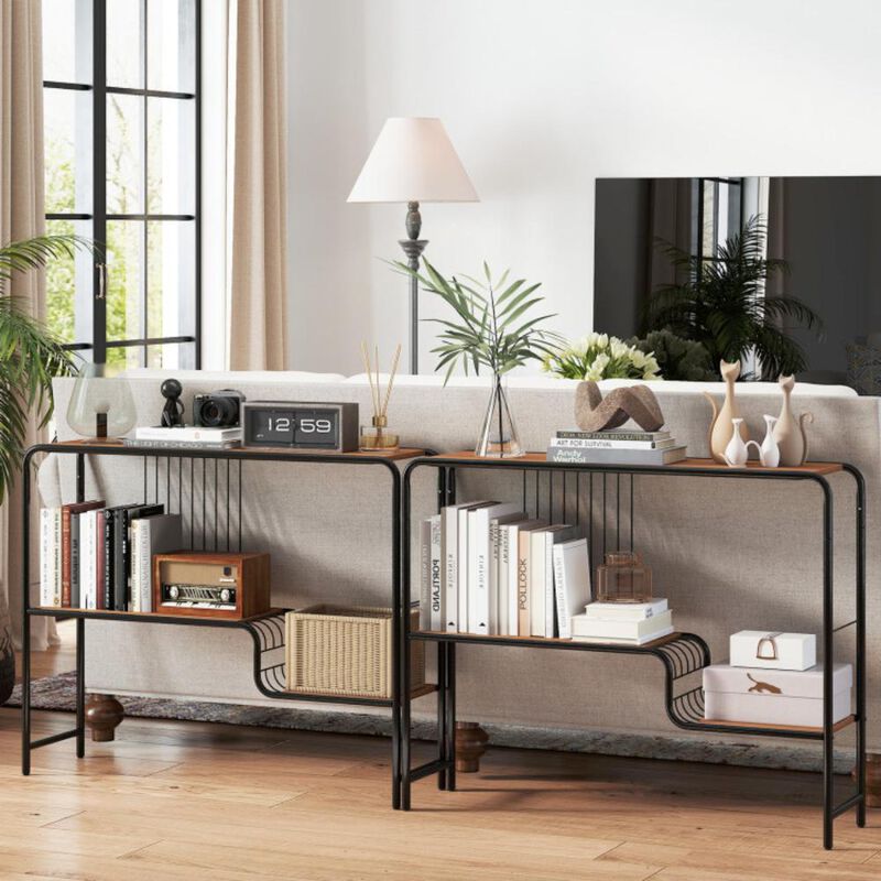 Hivvago Console Table with Storage Shelf and Metal Frame for Living Room