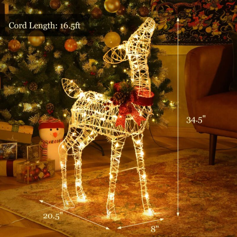 Lighted Christmas Reindeer Decorations with 50 LED Lights for Outdoor Yard