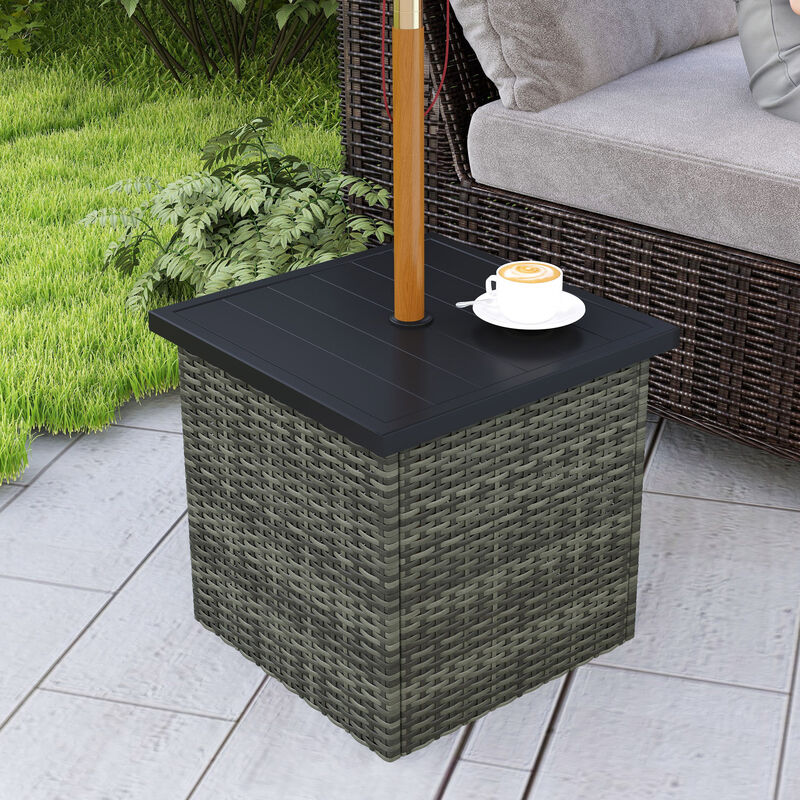 Hivvago Wicker Side Table with Umbrella Hole image number 7