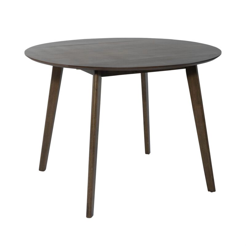 Elegant Round Dining Room Table and Chairs Set for 4 &ndash; Brown Rubberwood and Walnut image number 3