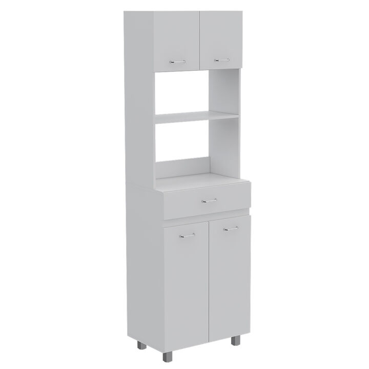Pembrooke 2-Shelf 1-Drawer Microwave Pantry Cabinet White