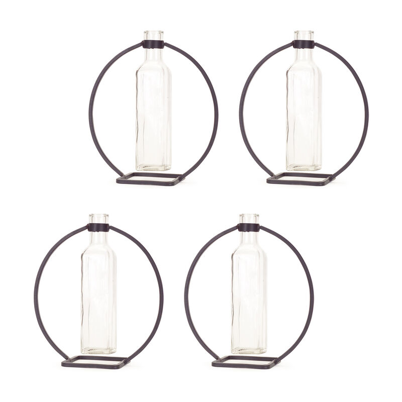 Set of 4 Round Metal Wall Vases – Decorative Wall Planters for Flowers, Plants, and Home Décor