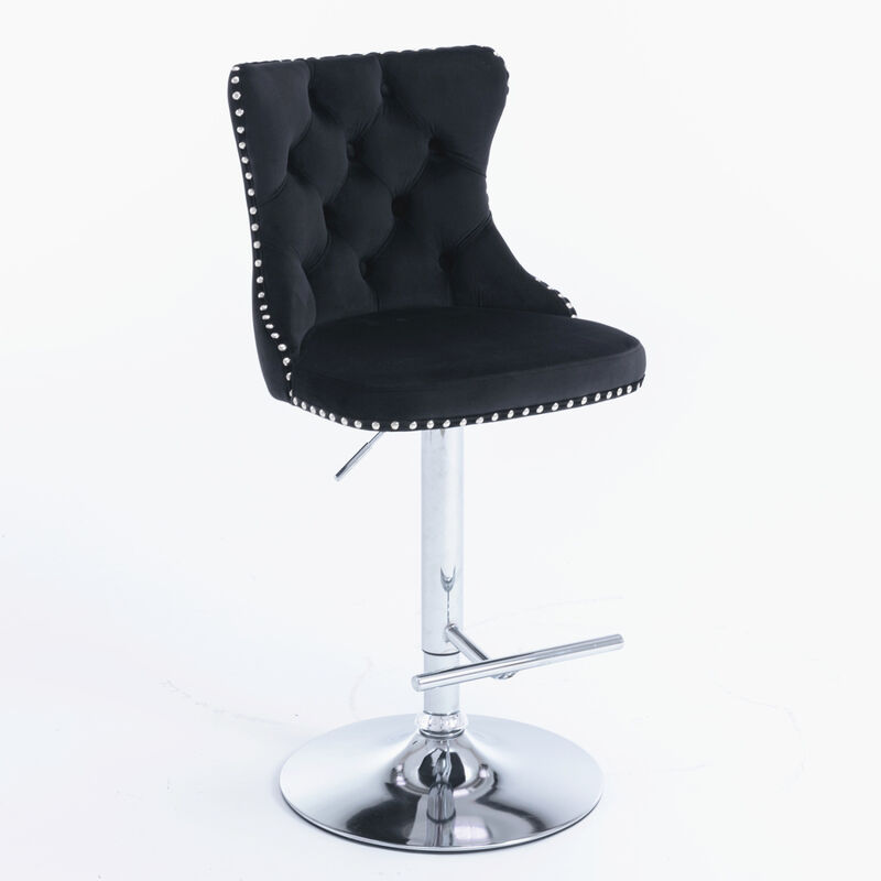 Streamdale Adjustable Swivel Velvet Bar Stools, Set of 2 image number 3