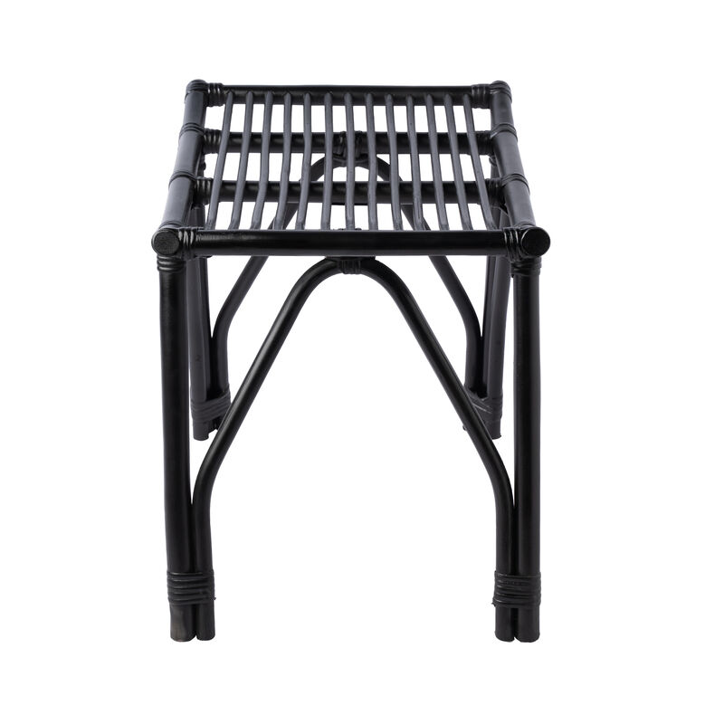 Gabriel Modern Bohemian Handcrafted Rattan/Teak Wood Curved Seat Accent Stool image number 9