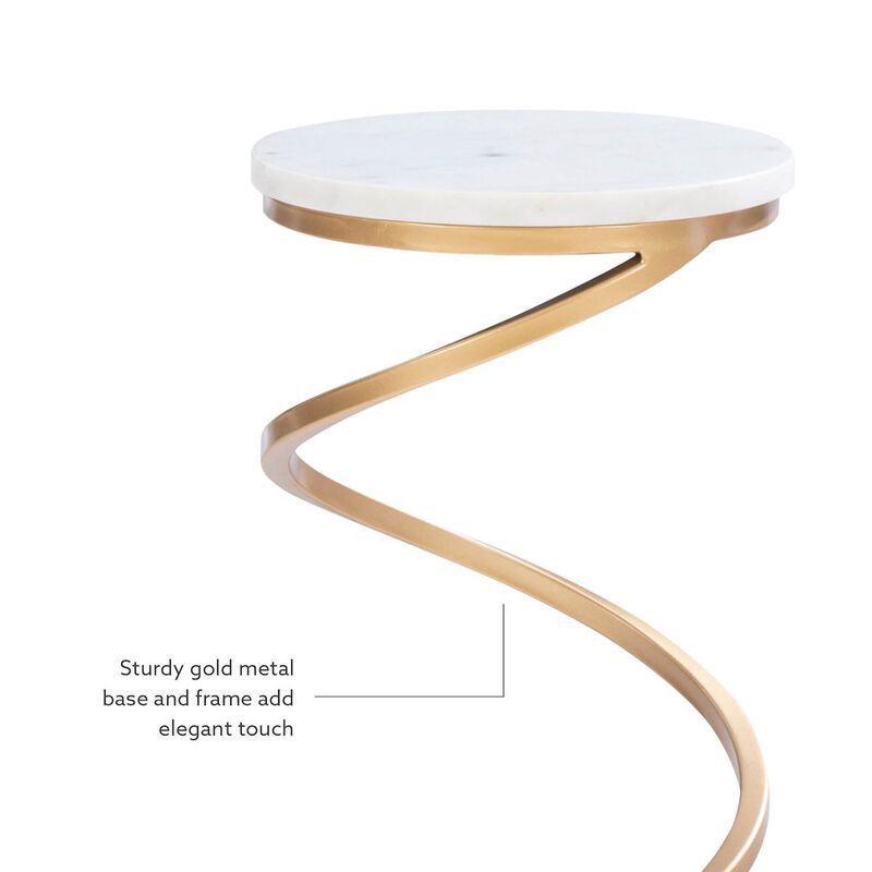 Linon Rian Spiral Drink Table White Marble image number 6
