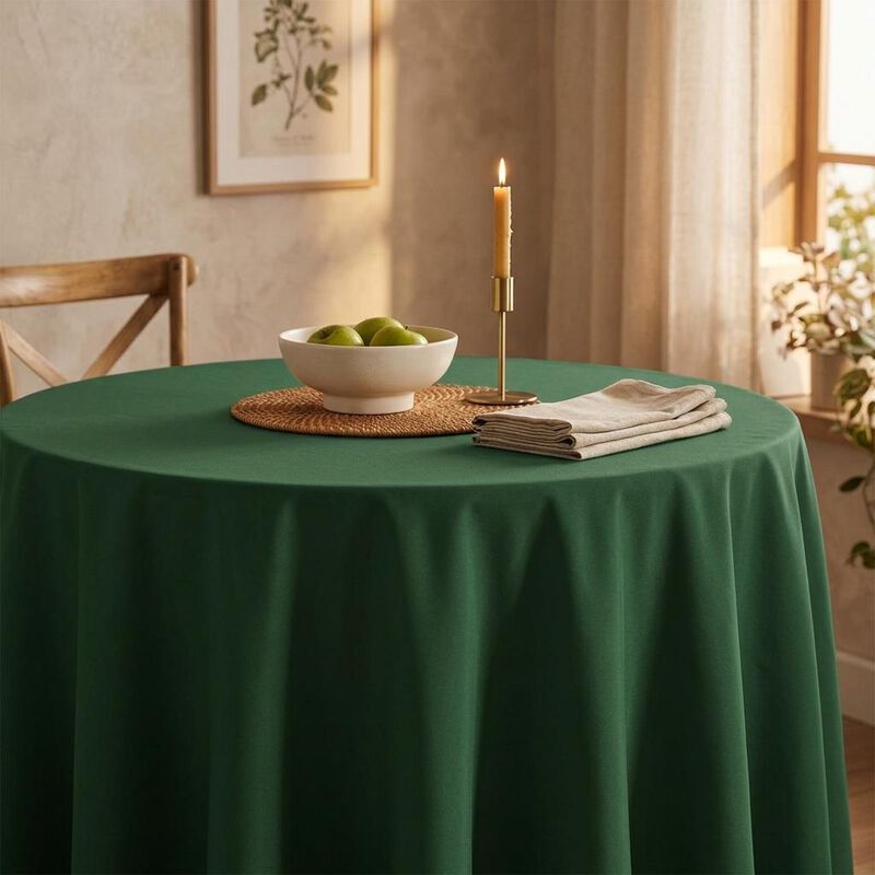Polyester Poplin Round Tablecloth 132 Inch for Banquet and Dining Tables image number 1
