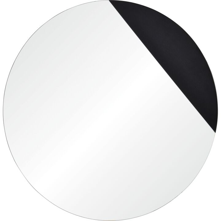 39.5" Black Finished Glass Unframed Round Wall Mirror