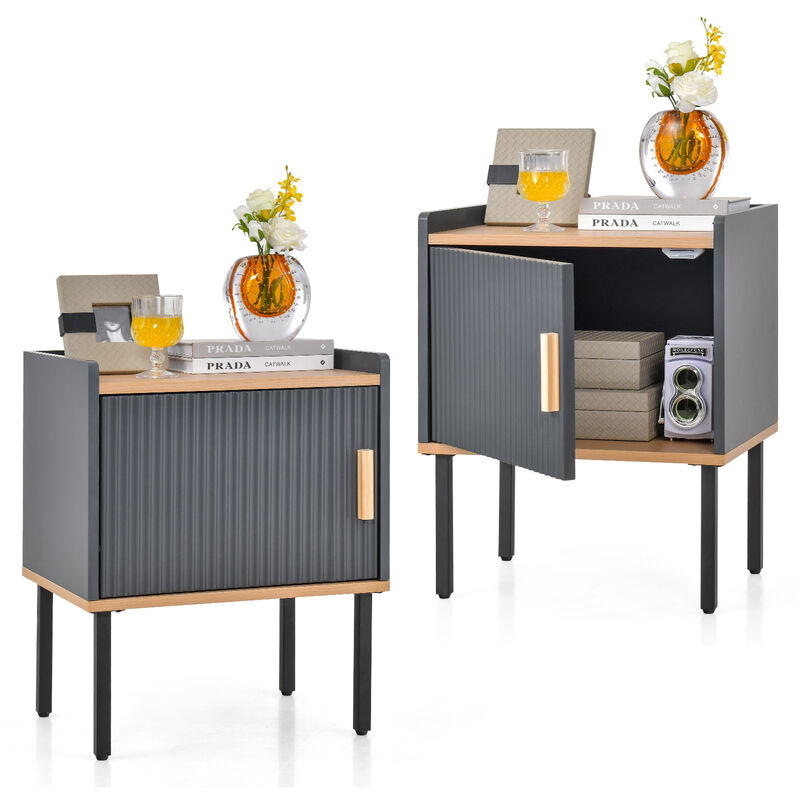 Bedside Nightstand with Storage Cabinet Door for Bedroom and Living Room image number 6