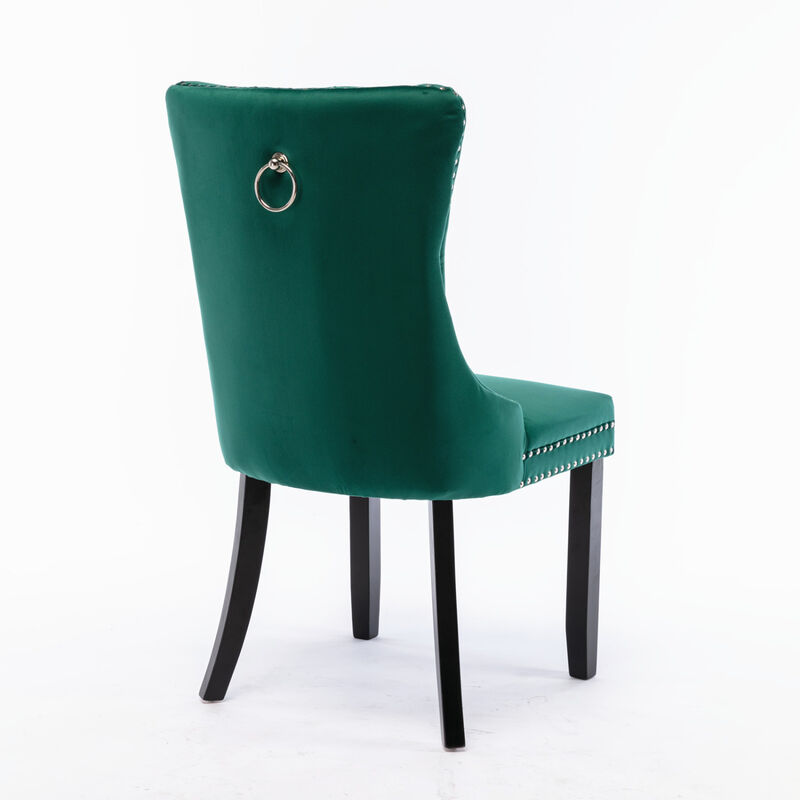 Streamdale Contemporary Green Velvet Dining Chair Set image number 6