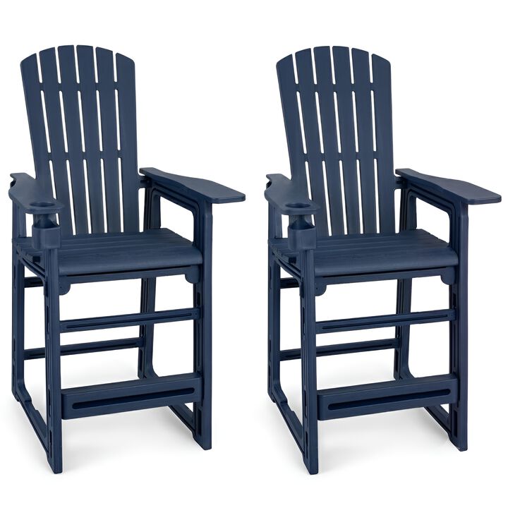 Outdoor Bar Stool Set of 2 29 Inch Patio Chairs with Back and Armrests