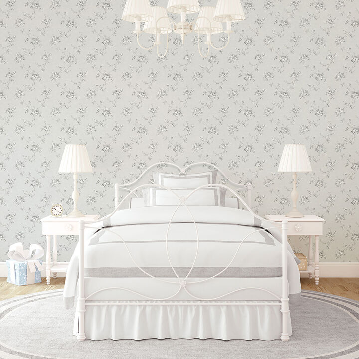 Palazzo Turquoise Floral Silver Grey Wallpaper G67631