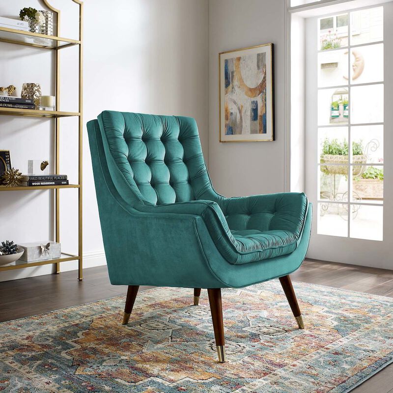 Suggest Button Tufted Performance Velvet Lounge Chair image number 5