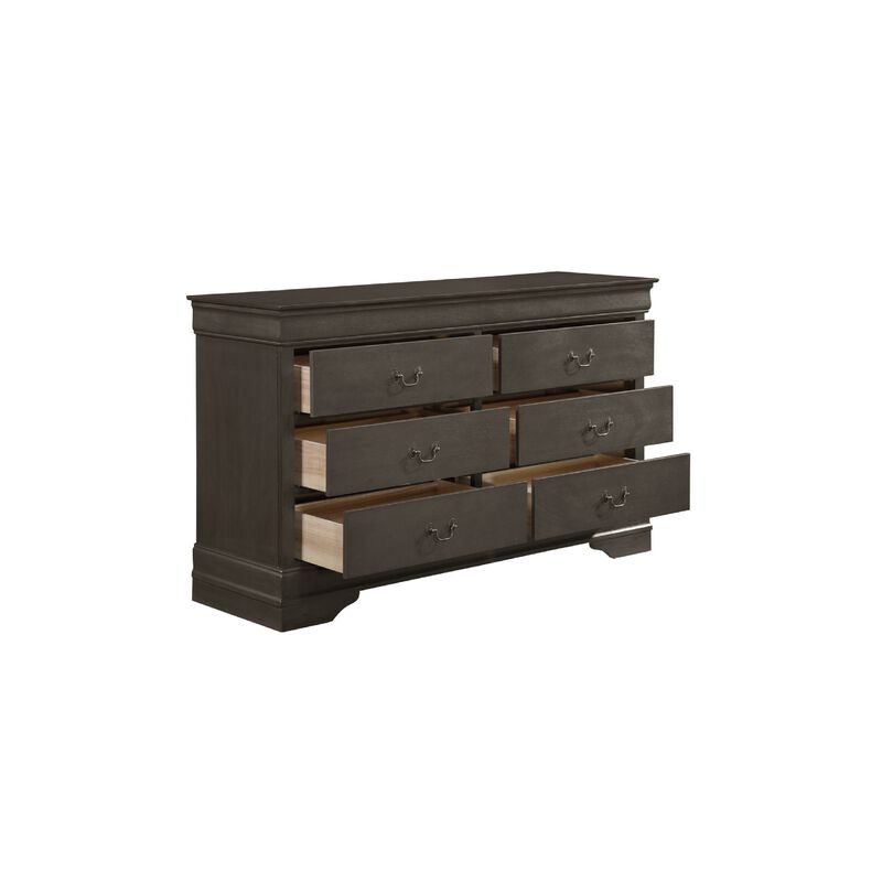 Full Size Bedroom Set, Gray Finish, 5-Piece Set with Bed, Dresser, Mirror, Chest and Nightstand image number 5