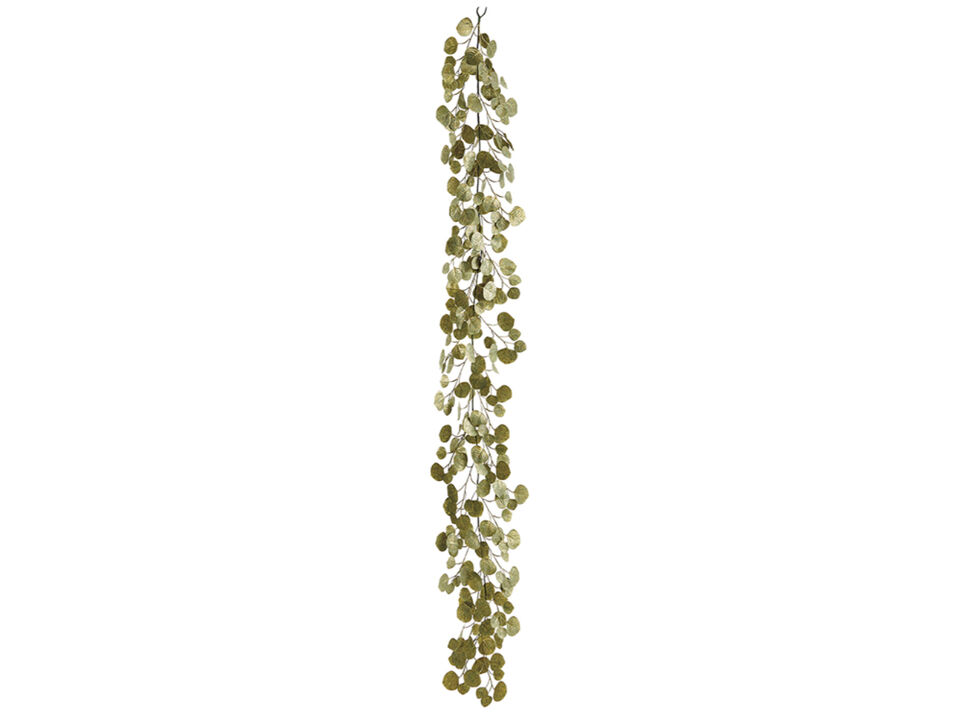 6' Green and Gold Metallic Eucalyptus Leaf Artificial Garland