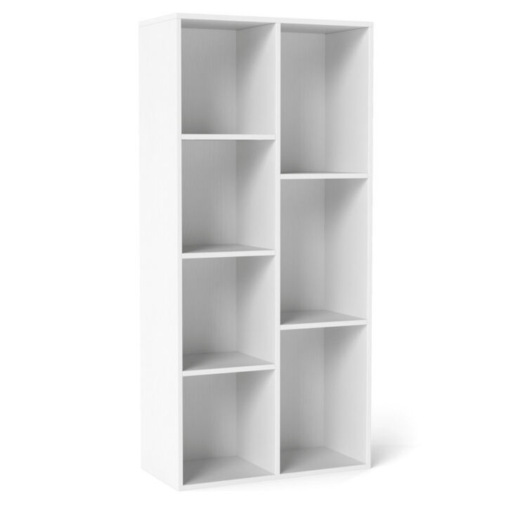 7-Compartment Freestanding Bookshelf for Vertical or Horizontal Placement
